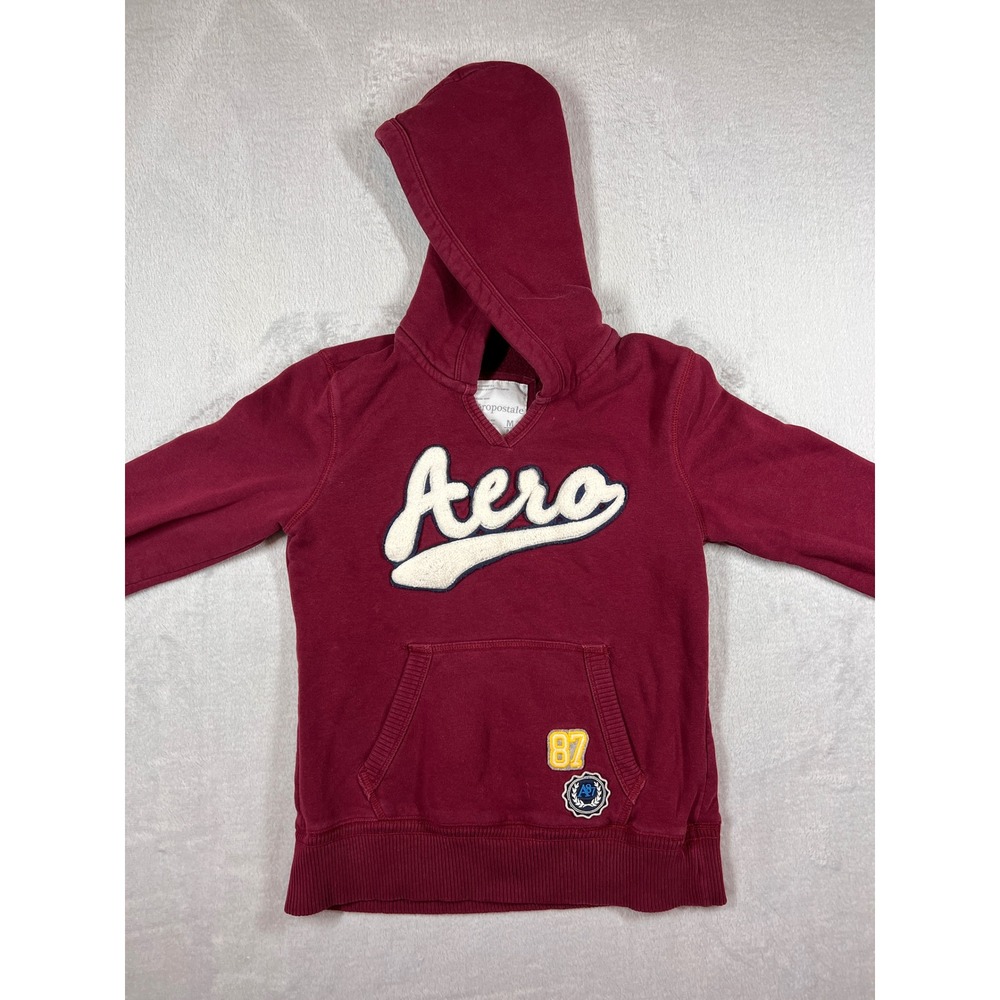 Aeropostale Vintage 00s Y2K Hoodie Burgundy Maroon Patch Logo Womens Medium
